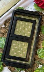 Load image into Gallery viewer, Handcrafted Chikankari Tray with Two Coasters – Wooden Frame - HONC0295558
