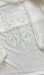 Load image into Gallery viewer, Women&#39;s Lakhnavi Handcrafted Mul Chanderi Chikankari Kurta Dupatta Set - HONC0218662
