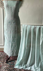 将图像加载到图库查看器中， Women's Lakhnavi Handcrafted Unstitchd Mul Chanderi Kurta And Dupatta Set - HONC0329031