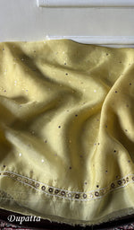 Load image into Gallery viewer, Women's Lakhnavi Handcrafted Pure Organza Chikankari Unstitched Kurta And Dupatta Set- HONC0314317