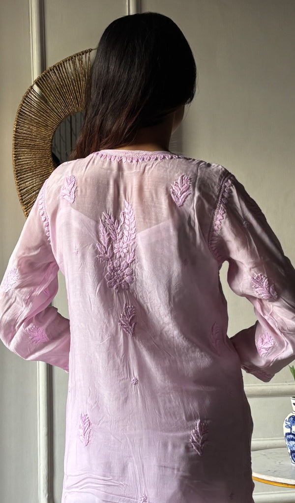 Women's Lakhnavi Handcrafted Muslin Chikankari Kurti - HONC0337464