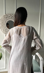 Load image into Gallery viewer, Women&#39;s Lucknowi Handcrafted Mul Chanderi Chikankari Kurti - HONC0329790
