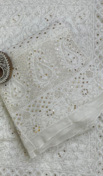 Load image into Gallery viewer, Women&#39;s Lakhnavi Handcrafted Bridal Viscose Georgette Chikankari Lehenga Set - HONC0115058