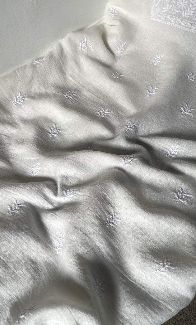 Women's Lakhnavi Handcrafted Cotton Chikankari Unstitched Kurti Fabric - HONC0324597