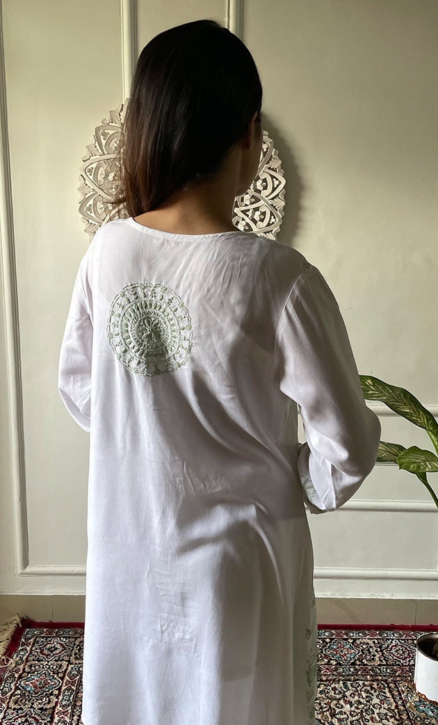 Rehana Women's Lakhnavi Handcrafted Modal Cotton Chikankari Top - HONC0307560