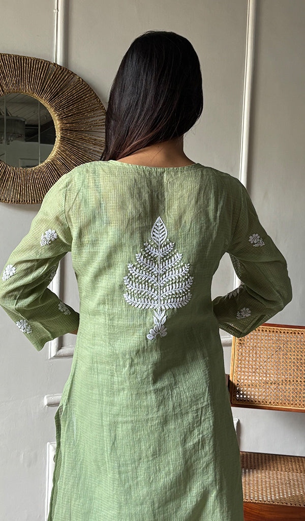 Women's Lakhnavi Handcrafted Kota Cotton Chikankari Kurti - HONC0360433