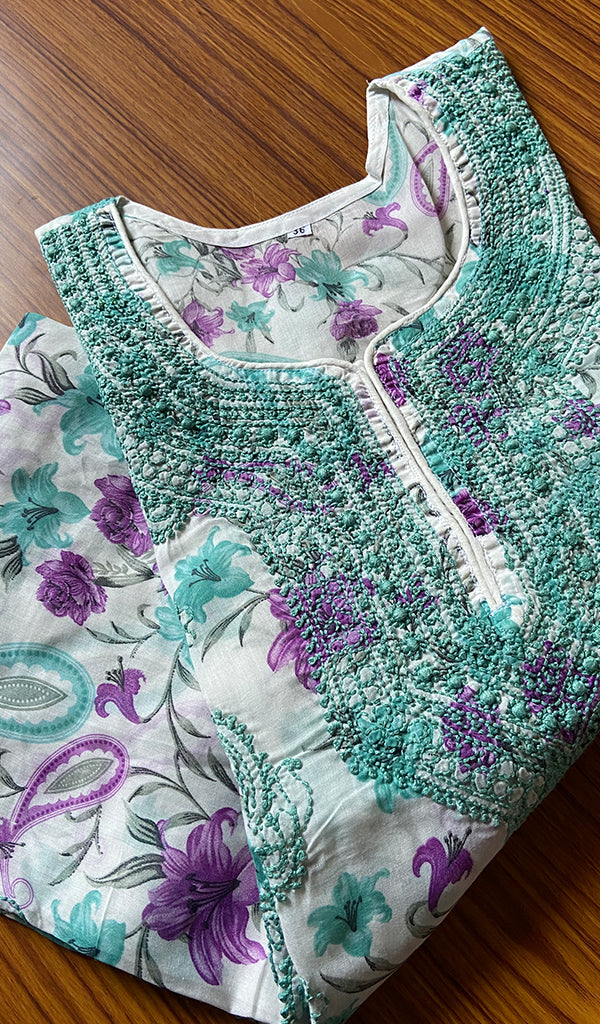 Women's Lakhnavi Handcrafted Cotton Chikankari Kurti - N85539