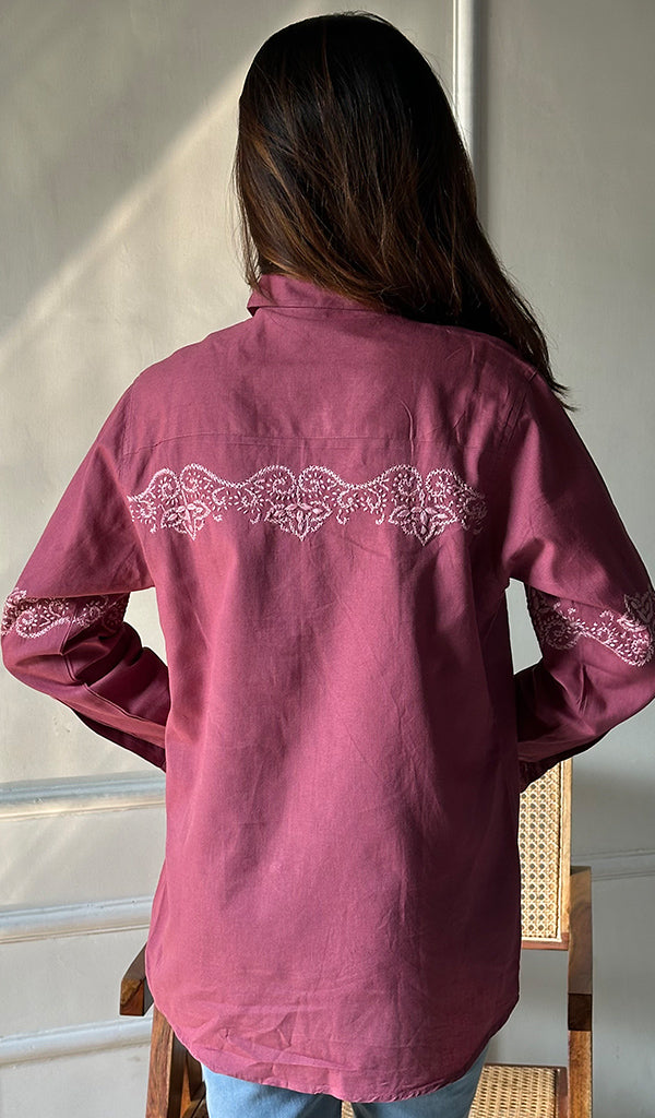 Women's Lucknowi Handcrafted Slub Cotton Chikankari Top - HONC0299127