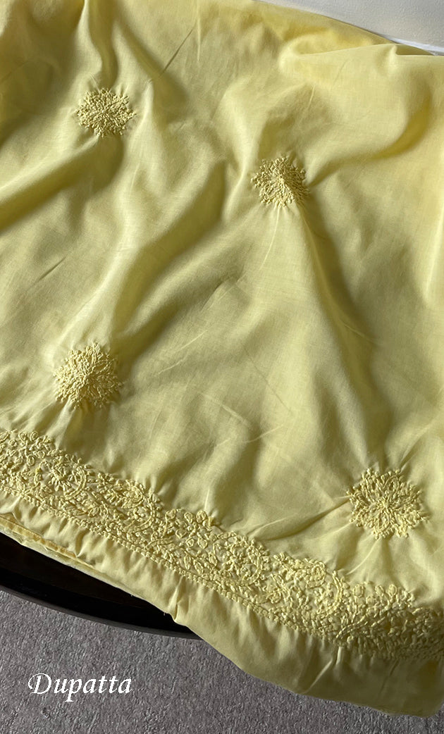 Women's Lakhnavi Handcrafted Unstitched Cotton Chikankari Suit Material - HONC082476
