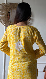 Load image into Gallery viewer, Shagufta Women's Lakhnavi Handcrafted Cotton Chikankari Kurti- HONC0350562
