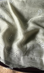 Load image into Gallery viewer, Women&#39;s Lakhnavi Handcrafted Pure Organza Chikankari Unstitched Kurta And Dupatta Set- HONC0307947
