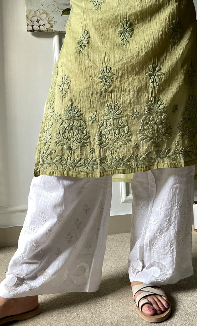 Women's Lucknowi Handcrafted Cotton Chikankari Palazzo - HONC0305809