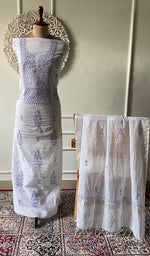 Load image into Gallery viewer, Women's Lakhnavi Handcrafted Mul Chanderi Unstitched Kurta And Dupatta Set -  HONC0314677