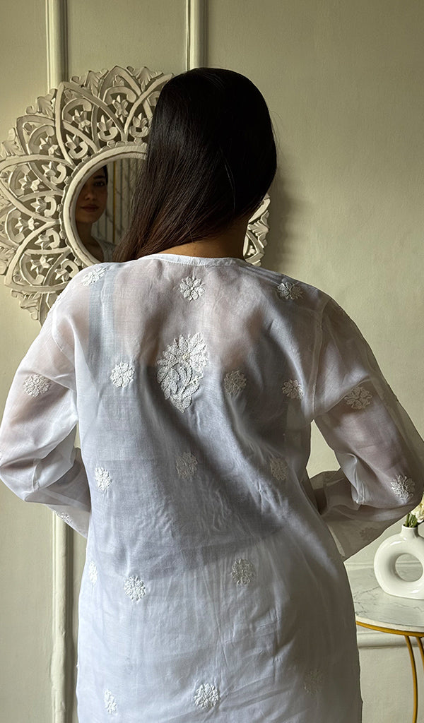Women's Lakhnavi Handcrafted Cotton Chikankari Top - HONC0347237