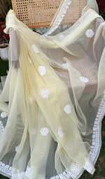 Load image into Gallery viewer, Women&#39;s Lakhnavi Handcrafted Faux-Georgette Chikankari Saree - HONC0228975
