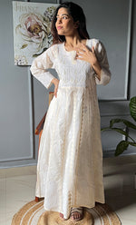 将图像加载到图库查看器中， Women&#39;s Lucknowi Handcrafted Cotton Chikankari Kurti - HONC0302846
