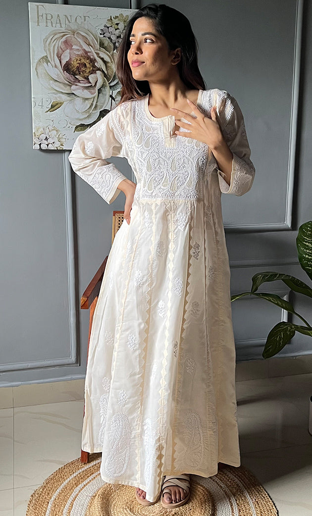 Women's Lucknowi Handcrafted Cotton Chikankari Kurti - HONC0302846