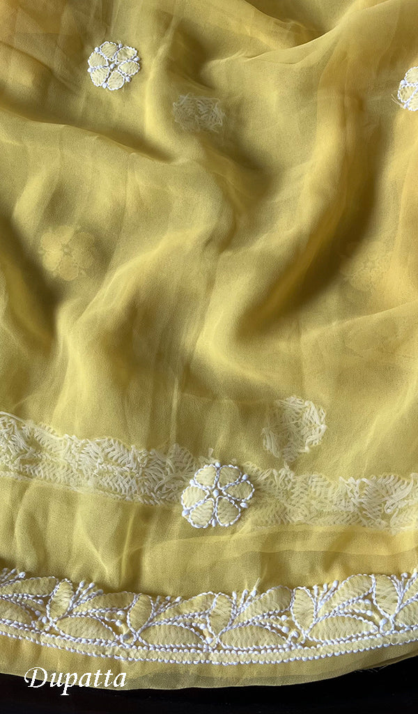 Women's Lucknowi Handcrafted Faux-Georgette Chikankari Suit Material - HONC0263414