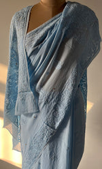 Load image into Gallery viewer, Women&#39;s Lakhnavi Handcrafted Viscose Georgette Chikankari Saree - HONC0271076
