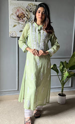Load image into Gallery viewer, Women&#39;s Lakhnavi Handcrafted Kota Cotton Chikankari Kurti - HONC0305753
