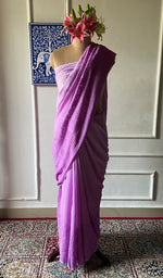 Load image into Gallery viewer, Women's Lakhnavi Handcrafted Viscose Georgette Chikankari Saree - HONC090396