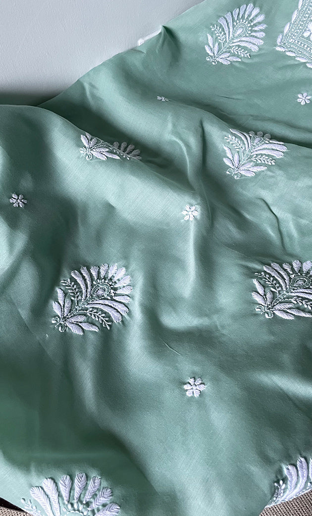 Women's Lakhnavi Handcrafted Cotton Chikankari Unstitched Kurti Fabric - HONC0318769