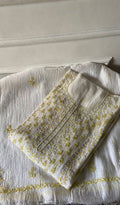 Saziya Women's Lakhnavi Handcrafted Mul Chanderi Semi - Stitched Kurta And Dupatta Set - HONC0346168
