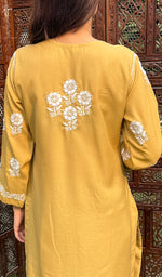 Load image into Gallery viewer, Women&#39;s Lakhnavi Handcrafted Cotton Chikankari Kurti - HONC0234237
