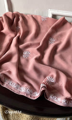 Load image into Gallery viewer, Women&#39;s Lakhnavi Handcrafted Pure Silk Georgette Chikankari Kurta And Dupatta Set- HONC0290999
