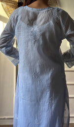 Load image into Gallery viewer, Women's Lakhnavi Handcrafted Cotton Chikankari Kurti - HONC0357550