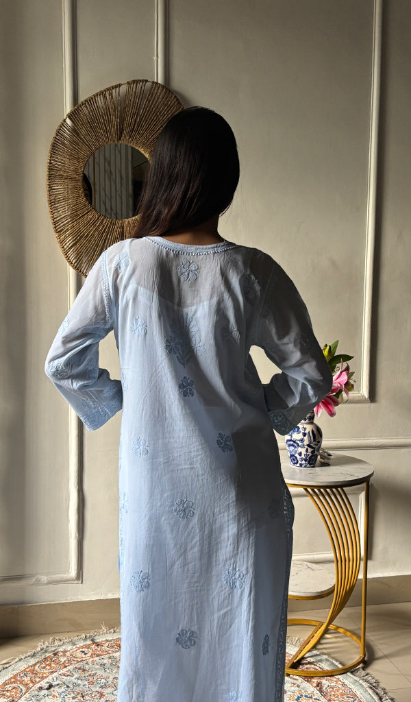 Women's Lakhnavi Handcrafted Cotton Chikankari Kurti - HONC0337441