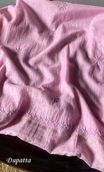 Load image into Gallery viewer, Women&#39;s Lakhnavi Handcrafted Mul Chanderi Unstitched Chikankari Full Suit Material - HONC0305159
