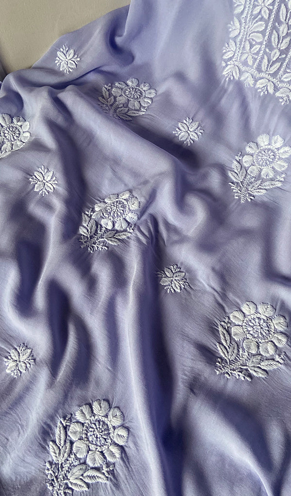 Women's Lakhnavi Handcrafted Modal Cotton Chikankari Unstitched Kurti Fabric - HONC0261065