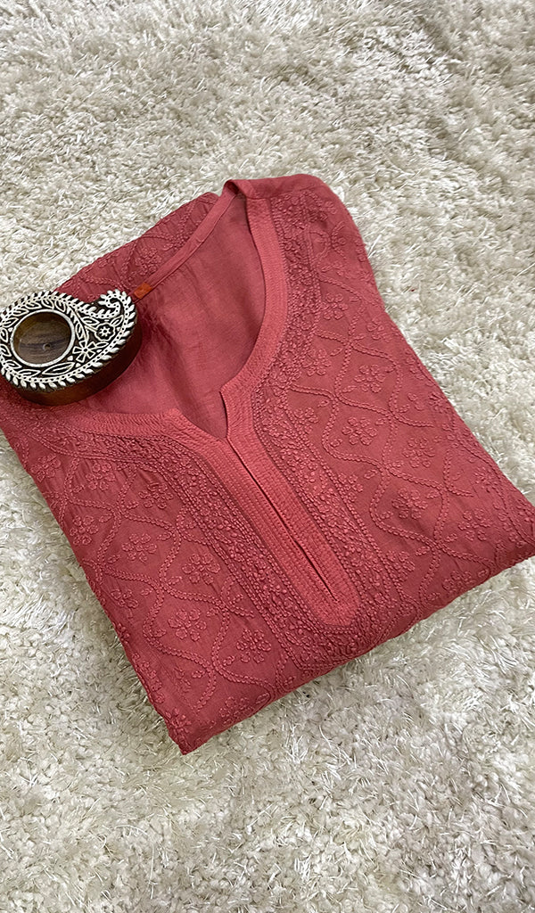 Pari Women's Lucknowi Handcrafted Muslin Chikankari Kurti - HONC0204782