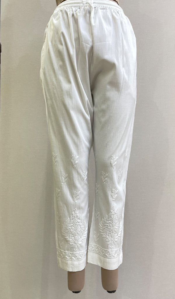 Women's Lucknowi Handcrafted Linen Cotton Chikankari Pant - HONC0170960