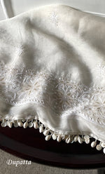 Load image into Gallery viewer, Women&#39;s Lakhnavi Handcrafted Pure Organza Chikankari Unstitched Kurta And Dupatta Set- HONC0320492
