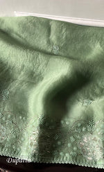 将图像加载到图库查看器中， Mainaaj Women's Lakhnavi Handcrafted Pure Organza Chikankari Unstitched Kurta And Dupatta Set - HONC0330934