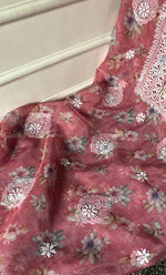 将图像加载到图库查看器中， Disha Women's Lakhnavi Handcrafted Organza Chikankari Unstitched Kurti Fabric - HONC0332149