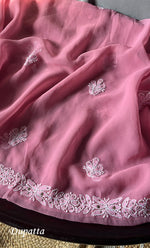 将图像加载到图库查看器中， Women&#39;s Lakhnavi Handcrafted Unstitched Faux-Georgette Chikankari Suit Material - HONC0263369
