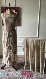 Load image into Gallery viewer, Women's Lakhnavi Handcrafted Mul Chanderi Unstitched Kurta And Dupatta Set- HONC0326150