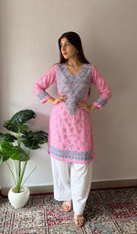 Women's Lucknowi Handcrafted Crepe Chikankari Kurti- HONC0145511