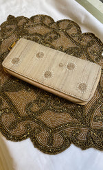 Load image into Gallery viewer, Nazrana Chikankari Handcrafted Beige Purse – Elegant Embroidered Wallet - HONC0310081

