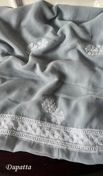 Load image into Gallery viewer, Women&#39;s Lucknowi Handcrafted Faux-Georgette Chikankari Suit Material - HONC0274394
