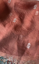 将图像加载到图库查看器中， Women's Lakhnavi Handcrafted Pure Organza Chikankari Unstitched Kurta And Dupatta Set- HONC0319192