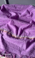 Load image into Gallery viewer, Jazba Women&#39;s Lakhnavi Handcrafted Mul Chanderi UnStitched Kurta And Dupatta Set - HONC0301706
