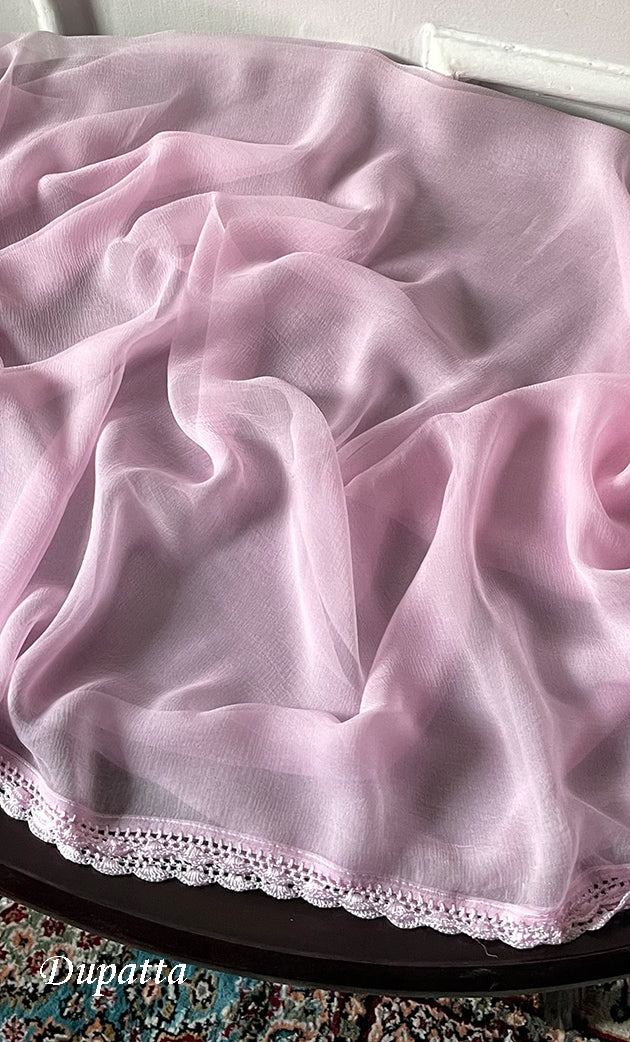 Women's Lakhnavi Handcrafted Unstitched Cotton Chikankari Suit Material - HONC0329388