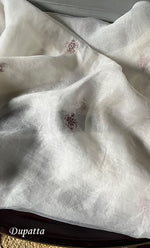 Load image into Gallery viewer, Women&#39;s Lakhnavi Handcrafted Pure Organza Chikankari Unstitched Kurta And Dupatta Set- HONC0305184

