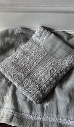 Load image into Gallery viewer, Women's Lakhnavi Handcrafted Mul Chanderi Unstitched Kurta And Dupatta Set - HONC0374454