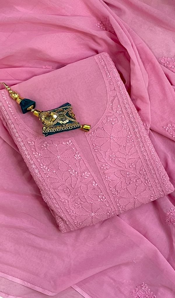 Women's Lakhnavi Handcrafted Cotton Chikankari Suit Material- HONC0126728
