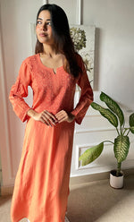 Load image into Gallery viewer, Rooh Women&#39;s Lucknowi Handcrafted Modal Cotton Chikankari Kurti - HONC0264899
